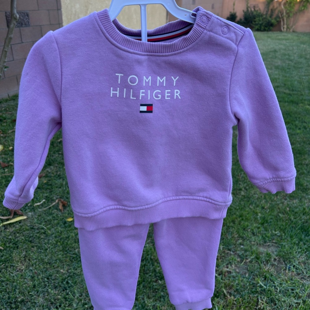 Tommy Hilfiger Lavender Baby Sweatshirt & Pants Set